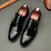 Lüks erkekler elbise ayakkabıları gerçek deri timsah baskı düğün somunları çift tokalar iş ofisi resmi kayma üzerinde erkek ayakkabılar
