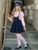 2021 Child Clothing Girls Dress + Lace T Shirt 2 Pieces Set Princess Baby Kids Autumn New Arrival Korean Blouse + Dress Sets G1129