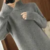 2020Thick Dress Warm 100%Wool Long Sweater Women Autumn Winter High-Neck Over-The-Knee Cashmere Knit Dress Large Size Base Shirt G1214