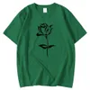 Moda Vintage Homem T-shirt T-shirt de Crewneck T-shirt T-shirt Bela Flor Rosa Rosa Roupa Respirável Loose T-shirts Masculino Y0809