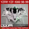 Carene OEM per YAMAHA YZF-R1 YZF1000 YZF R 1 1000 CC YZFR1 Bianco perla 98 99 00 01 Carrozzeria 82No.96 YZF R1 1000CC 1998 1999 2000 2001 YZF-1000 98-01 Kit corpo moto