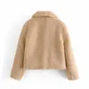 Mode féminine avec poches fausse fourrure Teddy veste manteau Vintage à manches longues boutonné vêtements d'extérieur pour femmes Chic hauts 210520