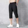 Shorts masculinos de verão calções fina nylon 3/4 comprimento calças macho bermudas board de secagem rápida praia preto longo 210629