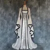 Casual Jurken Cosplay Jurk Flare Mouw Vintage Vloer Lengte Effen Kleur Grote Manchet Maxi voor Halloween Gaas Medieval Dre