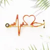 Medical Medicine Metal Brooch Pins Stethoscope Electrocardiogram Heartbeat Shaped Nurse Doctor Enamel Pin Lapel Jewelry Gift269N