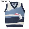 Ugly Sweater Vintage Men Sweater Vest Bear Pattern Casual Knitted Sweater Sleeveless Men Fashion Clothing Autumn Vest Coat Vneck Y0907