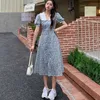 Kwiatowy Drukuj Midi Sukienki Kobiety Casual Peter Pan Collar Moda Preppy Summer Woman Kawaii Dress 210529