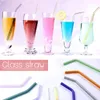 Dricksstrålar 1pc Färgglada Clear Reusable Glass Wedding Födelsedag Halm Rak Bent Shape Portable