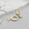 925 argent Sterling brillant incrusté Micro cubique Zircon étoile boucles d'oreilles oreille bijoux pour femmes cadeaux de fête S-E1132
