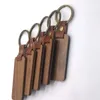 MOQ 50PCS Joue clés en cuir de logo personnalisé avec bagage pendentif en bois Anneau de clés de bricolage d'anniversaire