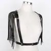 Women's Harness Erotic Lingerie Sex Cosplay Costume PU Leather Adjustable Body Chest Bondage Belt With Shoulder Tassel Bras S292n