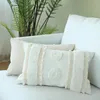 Fodera per cuscino in tessuto di cotone Copricuscino con nappe avorio Stile marocchino Fatto a mano per la decorazione domestica Divano letto 45x45cm / 30x50cm 210401