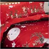 Sets 3D Merry Christmas Bedding Duvet Cover Red Santa Claus Comforter Bed Set Gifts Usa Size Queen King 3Qwju Ohnrk3205