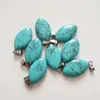 Wholesale 50pcs/lot Natural Blue Turquoise Stone Horse Eye Shape Pendants for Necklaces DIY Accessories Making