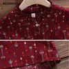 Elegante Blumen Gedruckt Baumwolle Kleider Weibliche Casual Langarm Rüschen Frauen A-linie Vintage Plissee Midi Vestidos 210520