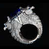 Fashion Creative Blue CZ Stone Parrot Ring Micro Paved Rhinestones Bird For Women Punk Party Gothic Jewelry Gift G5C329 Cluster Rings