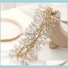 Bridal Headband Jewelry Gold Crystal Rhinestones Tiara Wedding Akcesoria Ręcznie robione kobiety ozdoby włosów HEPRECKES DOSTAWKA 2021