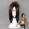 Attack on Titan Hans Zoe 40cm Short Straight Cosplay Wigs for Women Female Fake Hair Anime Universal Party Brown + Keychain Y0913