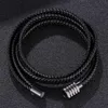 Charm Bracelets Black Multilayer Braided Leather Wrap Bracelet Bangle Men Stainless Steel Male Woven Wristband Jewelry Accessories SP1102