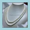 Beaded Necklaces & Pendants Jewelry 8-9Mm White Natural Pearl Necklace 38Inch 925 Sier Clasp Womens Gift Drop Delivery 2021 Grnef