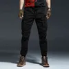 ICPANS Długość Długość Cargo Spodnie Mężczyźni Joggers Elastyczna Talia Zipper Wiele Kieszenie Czarne Wojskowe Spodnie Wojskowe Streetwear Moda H1223
