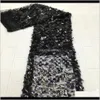 Odzież odzież Nigeryjska Afrykańska Afrykańska Wysokiej jakości francuska tiulowy tiulowy tiul z cekinami dostawa 2021 672le