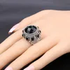 Обручальные кольца Big Cz Stone Jewelry Peridot Biker Ring Retro Retro Silver Color для женщин Anel Masculino Bagues Мужчины Anillos Mujer JZ259