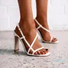 Sandals Summer Women Fashion Modern Narrow Band Square Toe High Thin Heel Solid Leather Quality Sexy Dress Wedding Shoes Ladies