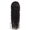 Hög kvalitetsvett 100 jungfruligt mänskligt hår 26 30 tum Deepwave HD transparent frontal peruk 180 densitet 13x6 Deep Wave Lace Front Wi1261080