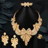 Küpe Kolye Kellybola Deluxe Bowknot Kübik Zirkonya Nijerya Kadın Bilezik Halkaları Mücevher Seti Bijoux Africains Dubai