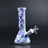 8 "Porslinstil Glas Bong Hookah Tobak Vattenrör Mini Bägare Bongs Ice Catcher DAB Oil Rigs Bubbler Recycler Pipes 14mm Bowl Downstem