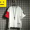 2020 Mężczyźni Hip Hop T Shirt Moda Zniszczony dziura T-shirt Hiphop Streetwear Lato Krótki Rękaw Topstees Bawełniany Tshirt G1222
