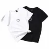 2021 Summer Couples Lovers T-Shirt for Women Casual White Tops Tshirt Women T Shirt Love Heart Embroidery Print T-Shirt Female X0628