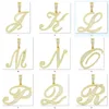 A-Z kursiv bokstäver DIY Namn Hänge Halsband Iced Out Cubic Zirconia Women Mens Hiphop Fashion Charm Choker Smycken 220218