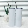 50 stks Snelle Levering 20 oz Rechte Sublimatie Drinkware Tuimelaars Met Metalen Stro En Deksel Home Reizen Water Flessen