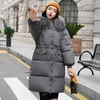 Women's Down & Parkas Winter Cotton Jacket For Women Hooded Coat Large Fur Long Neck Snow Woman Thick Army Green Outerwear Stra22