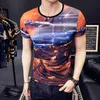 Starry Sky Print T-shirt Männer Sommer Kurzarm Oansatz Tops T-shirts Atmungsaktive Sport Tragen Fitness Engen Körper T-shirt Streetwear 210527