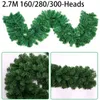 2.7M 160/280/300-Heads Christmas Xmas Garland Artificial Pine Green Spruce Artificial Green Christmas Wreath Christmas Pine Tree 211104