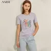 Minimalism Spring Summer Abstract Print Design Women Tshirt Fashion Oneck Loose Short Sleeves Female Tops 1110 210527