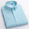 Qisha 여름 셔츠 남성 코튼 격자 무늬 캐주얼 셔츠 짧은 소매 한국어 슬림 솔리드 스트라이프 드레스 Camisa 사회 masculina 210609