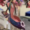 2021 étoile style paillettes colorées femmes pompes mode strass talons aiguilles chaussures de soirée été Slingbacks chaussures de mariage K78