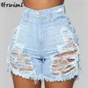 Personalized Denim Shorts Vintage Slim Frayed for Women Casual Big Hole Sale Fashion High Waist Ropa Para Mujer 210513