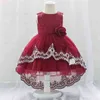 2021 Kış Bebek Kız Elbise Vaftiz Çocuk Elbise Kız Giysileri Için Çiçek Sonra Prenses Elbiseler 1st Doğum Günleri Elbise 3-24 Ay G1129