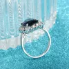 Owalne Owalne Pierścienie Sapphire Dla Kobiet Modne Silver 925 Fine Jewelry z Gemstones Kwiat w kształcie pierścienia zaręczynowego Prezenty