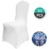 Housses de chaise 2022 Universal White Stretch Spandex Wedding Party Event Banquet El Dining 50pcs Slipcover