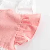 Bébé filles robe vêtements dentelle manches volantes couleur pure coton lin tenue décontractée longueur au genou enfants vêtements robe de princesse G1215