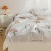 Sängkläder uppsättningar 100% bomull Elegant Wildflower Printed Pretty Flowers Girls 4 / 6PCS Set 1Duvet Cover 1BedsPread 2/4 Pillowcases