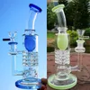 Newest Inverted Showerhead Hookahs Glass Bong Torus Bongs Barrel Perc Water Pipe Ratchet Perc Thick Dab Oil Rigs With 14mm Female Joint Bowl YQ02