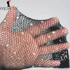 pelle nera Sexy Collant da donna Calza a rete lucida Maglia a rete cava Collant con diamanti Calze con strass scintillanti 361