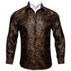 Camisas casuais dos homens Barry.Wang Black Glod Paisley Camisa de seda floral para homens Acessórios de casamento Casul Designer de moda CC-007